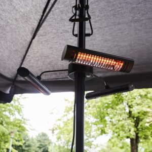 Infravärmare HEAT1 ECO High-line 3x 670W Terrassvärmare för Parasol, Svart Aluminium