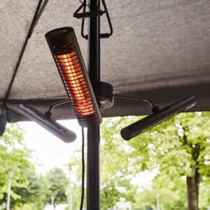Infravärmare HEAT1 ECO High-line 3x 670W Terrassvärmare för Parasol, Svart Aluminium