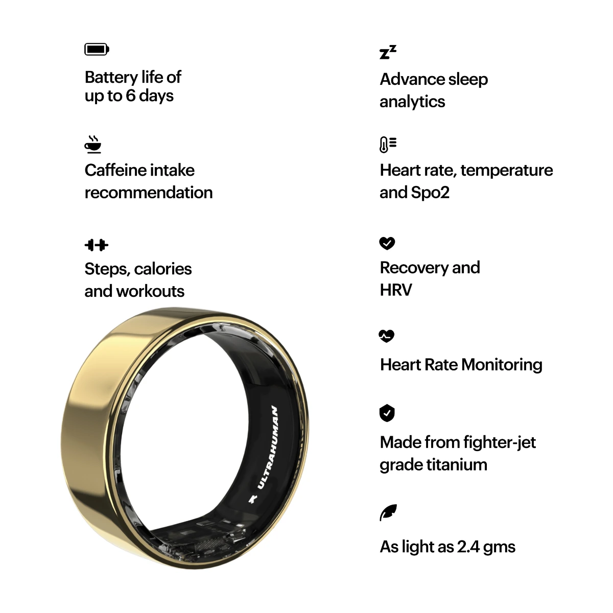 Ultrahuman Ring AIR smart ring, Bionic Gold – Image 10