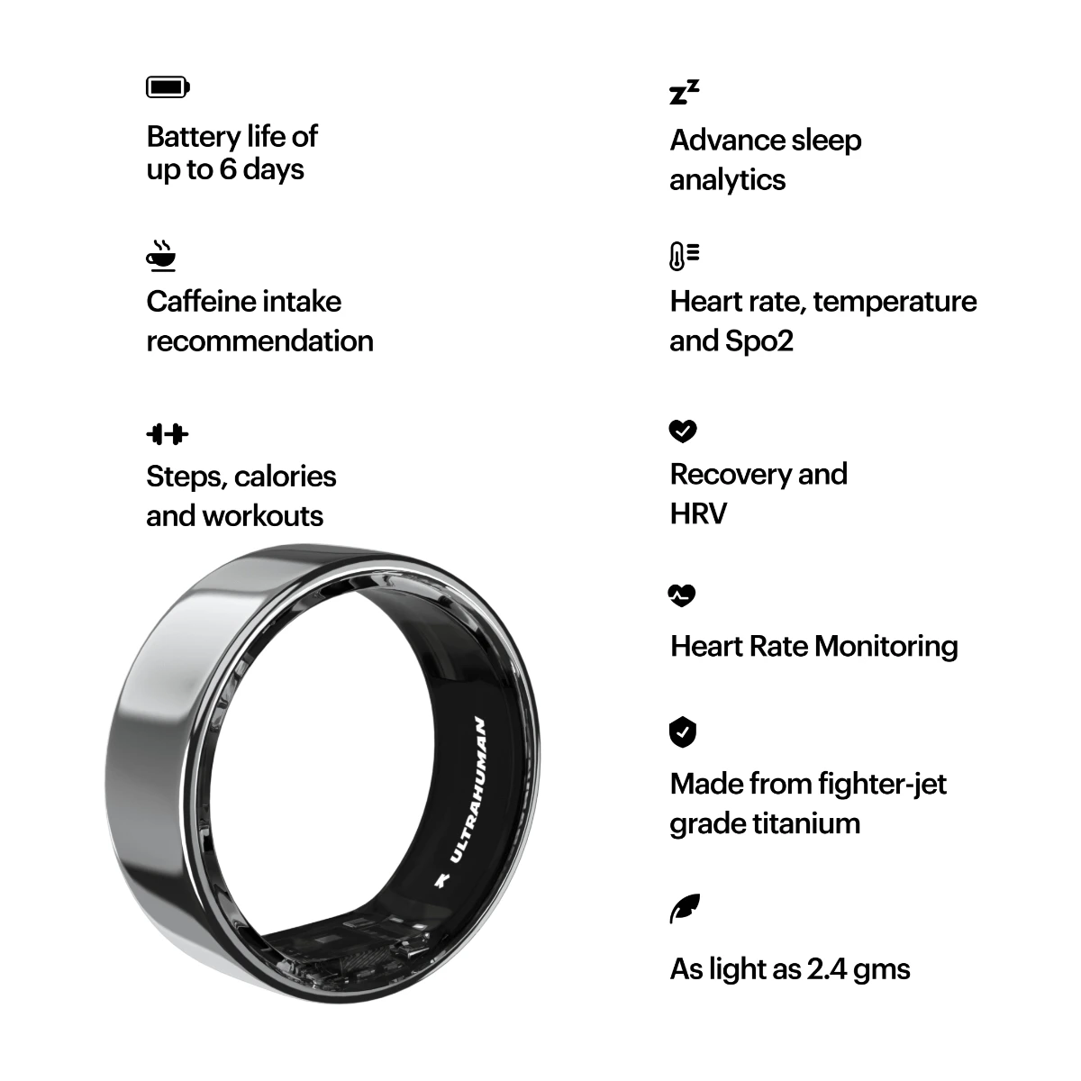Ultrahuman Ring AIR smart ring, Space Silver – Image 10