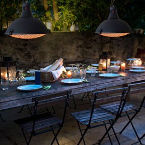 Infravärmare TermoSiena Terrassvärmare 2100 W, Svart, Hängande Design för Balkong & Uteplats