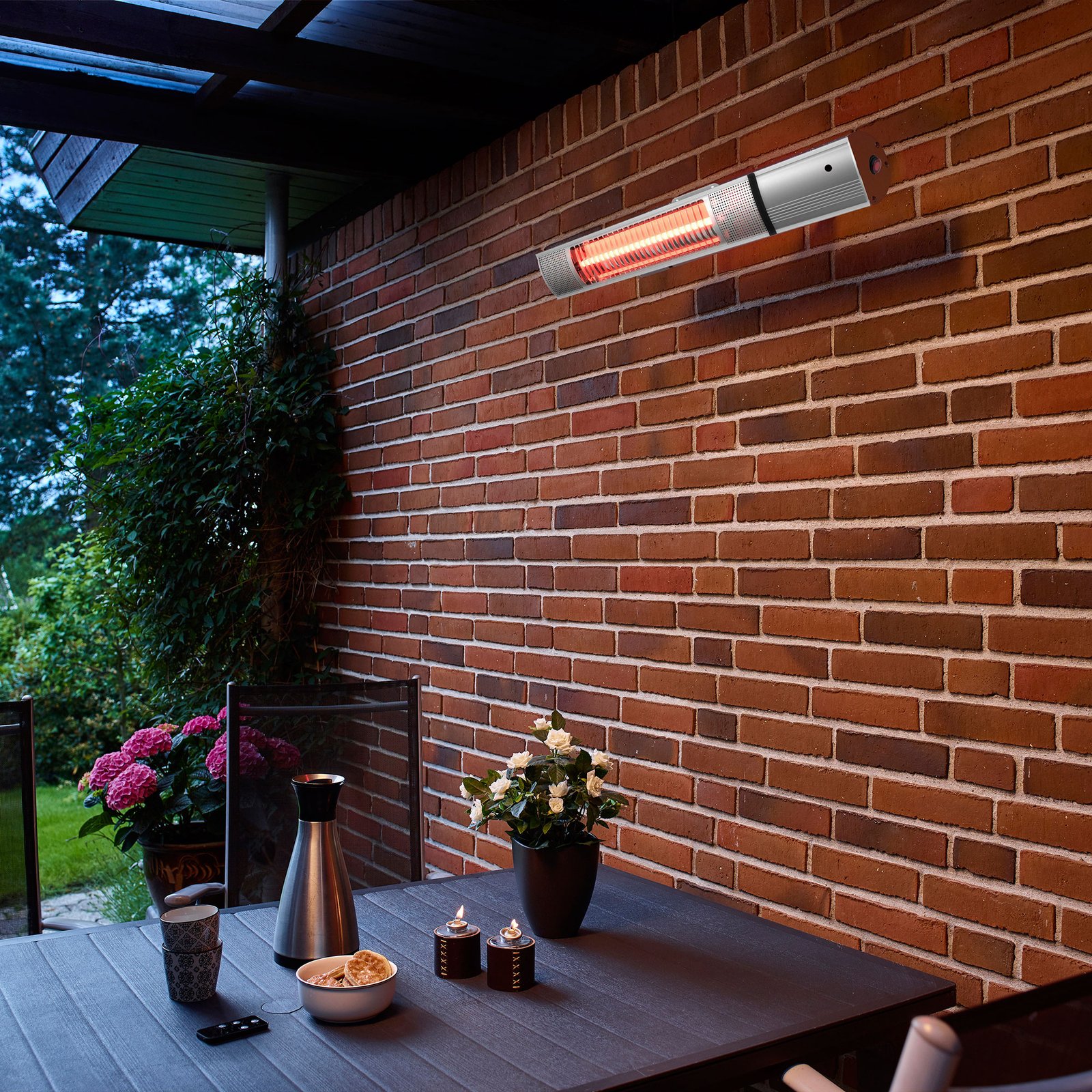 Infravärmare Hortus 1500W Hängande Väggmonterad Terrassvärmare med Fjärrkontroll i Aluminium - Bild 4
